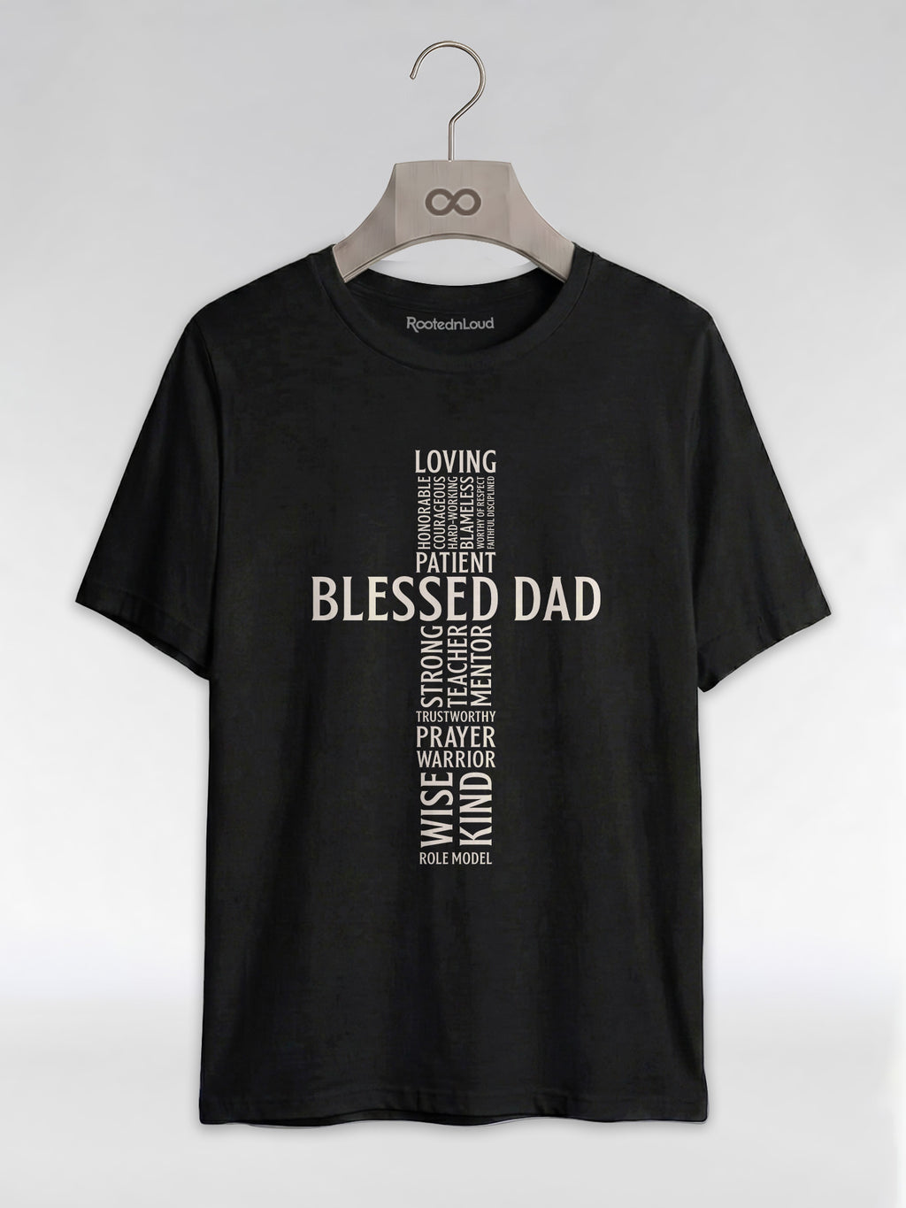 Blessed Black Dad: The Christian Cross Typography Graphic T-Shirt - RootednLoud