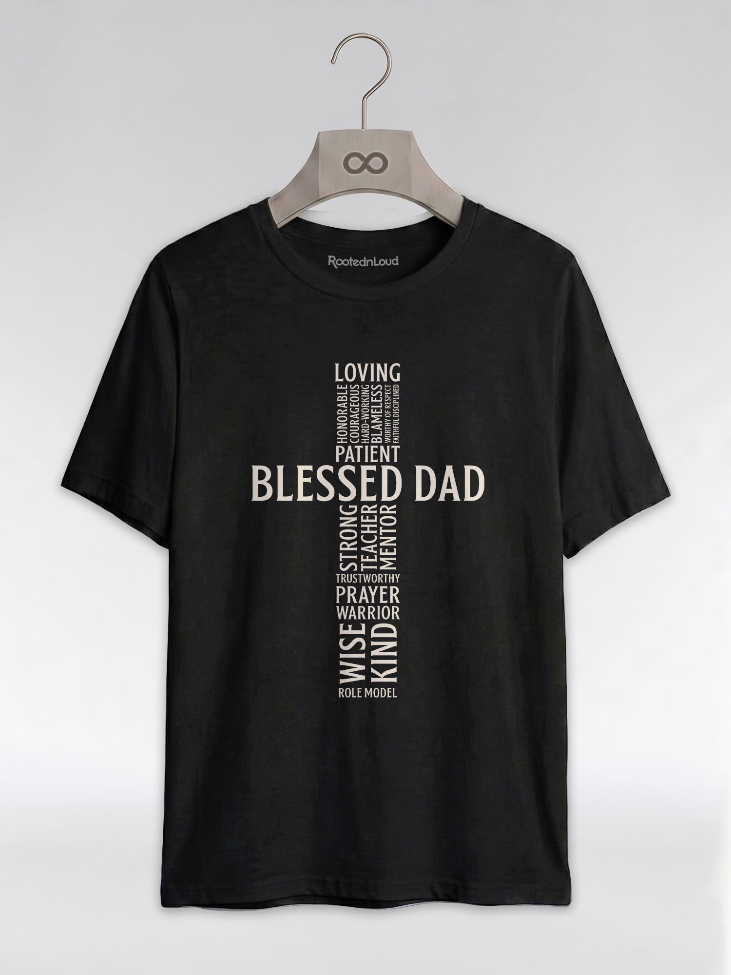 Blessed Black Dad: The Christian Cross Typography Graphic T-Shirt - RootednLoud
