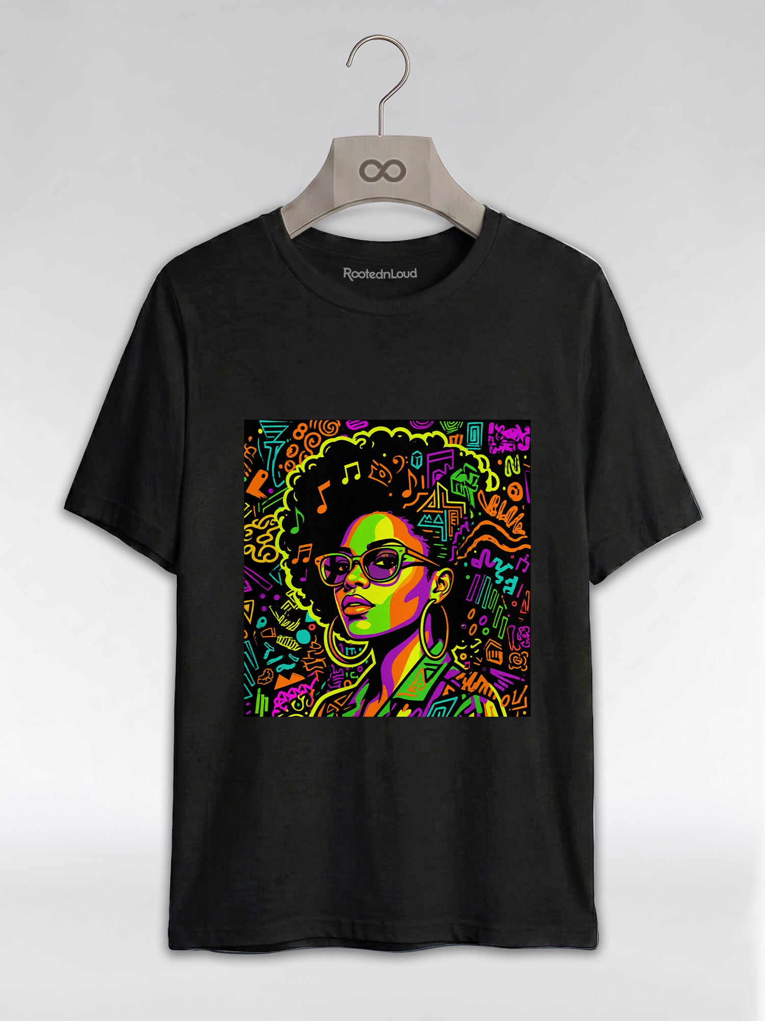 Black Girl Magic: Musical Neon Pop Art Graphic T-Shirt - RootednLoud