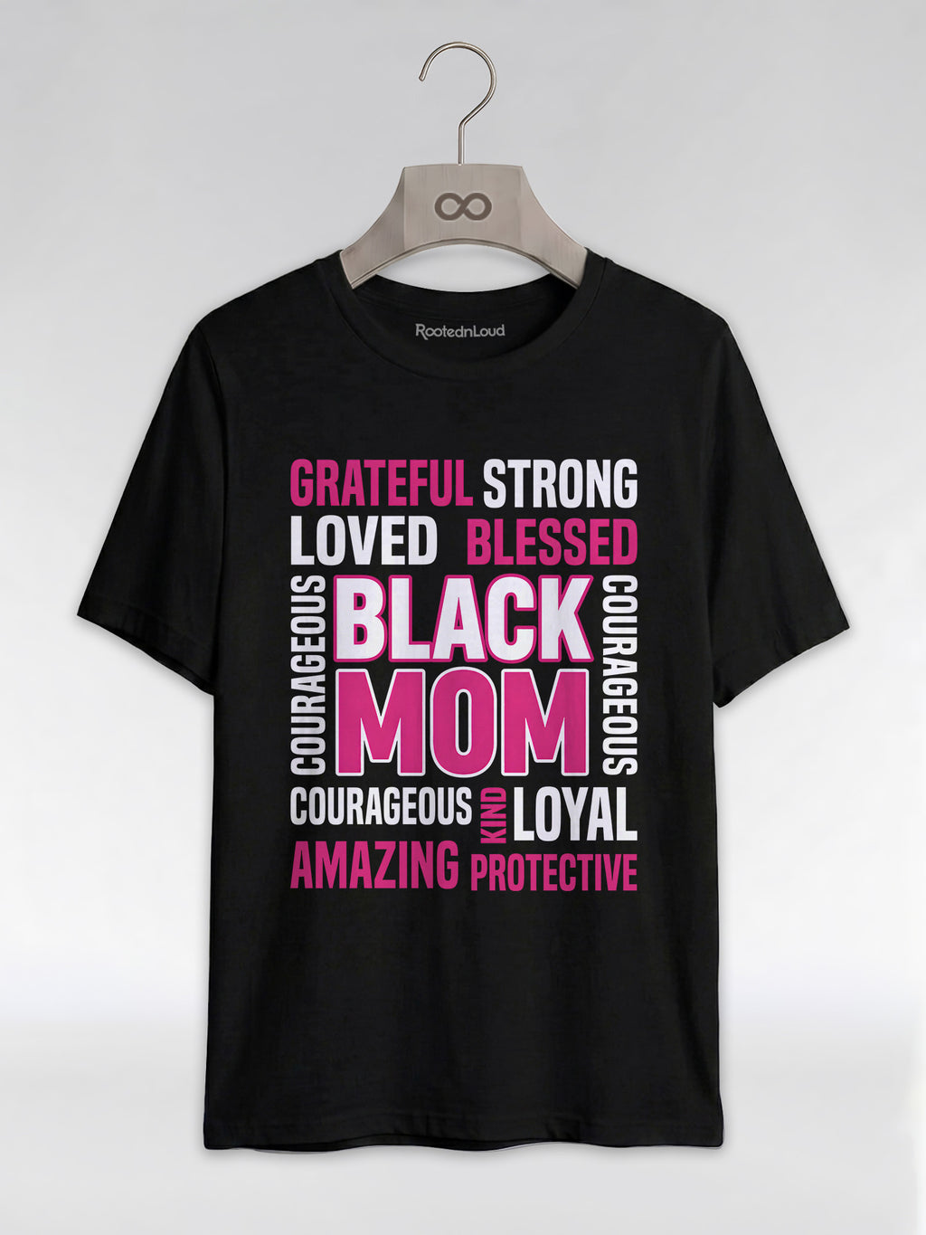 Strong & Blessed: Black Mom Affirmations Typography Graphic T-Shirt - RootednLoud