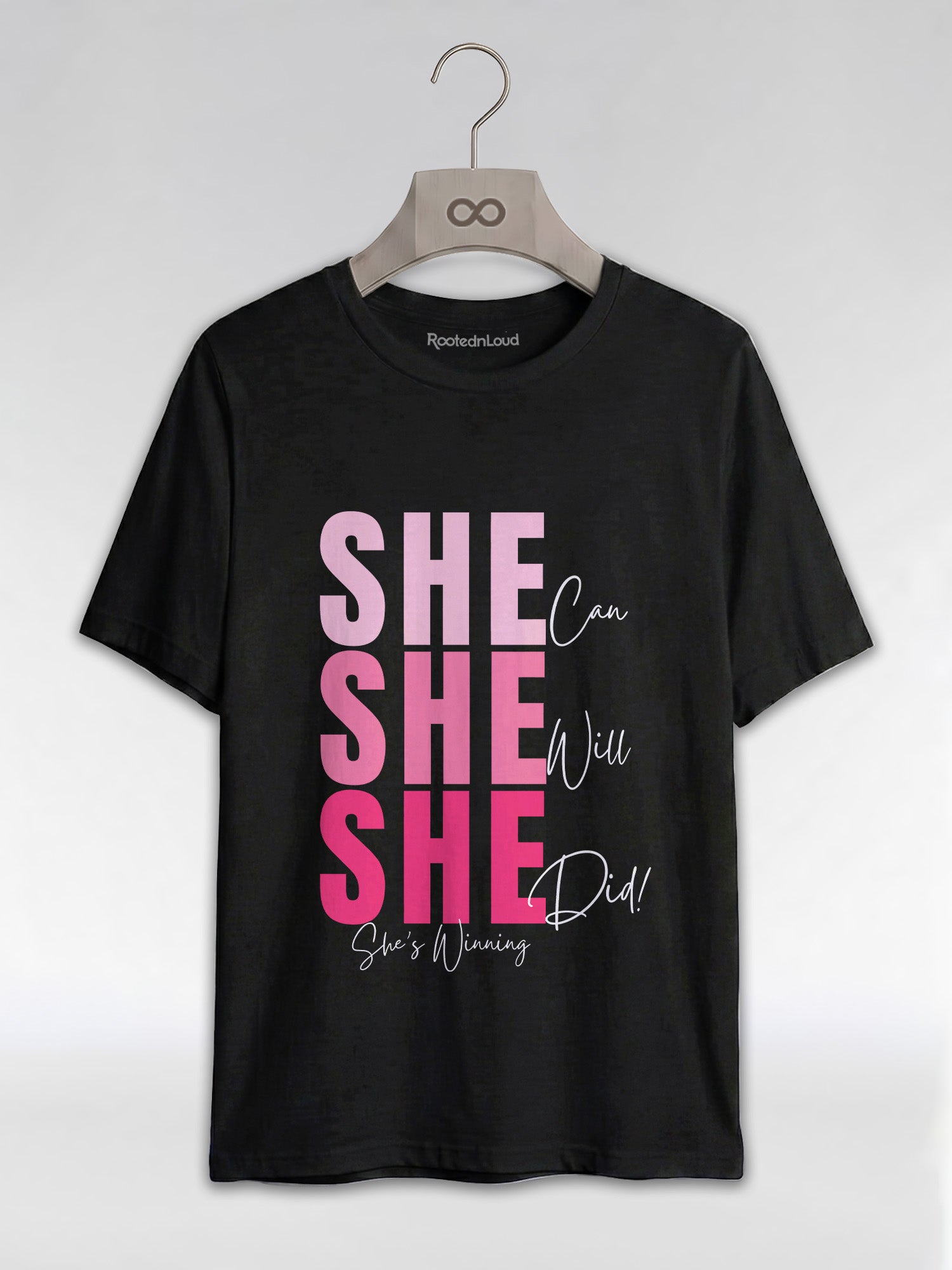 She Can, She Will, She Did: Black Girl Magic Winning Graphic T-Shirt - RootednLoud