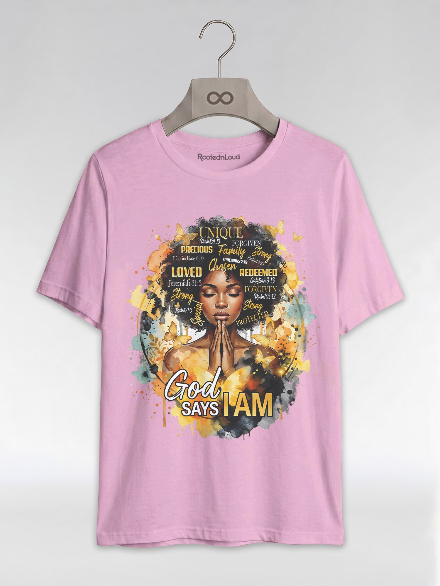 God Says I Am: Black Queen Christian Affirmations Graphic T-Shirt - RootednLoud