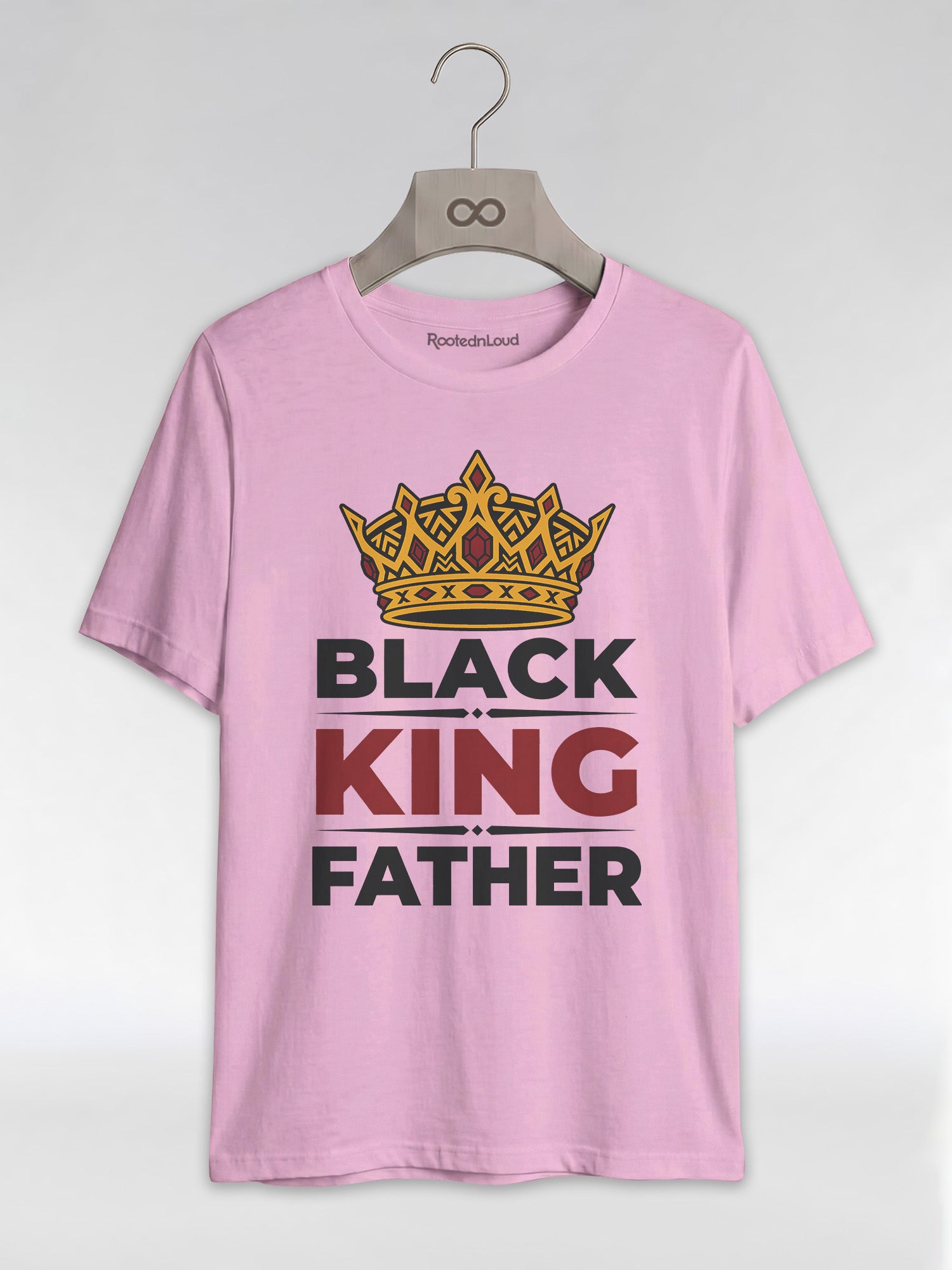 Black King Father Crown: Proud Dad Empowerment Graphic T-Shirt - RootednLoud
