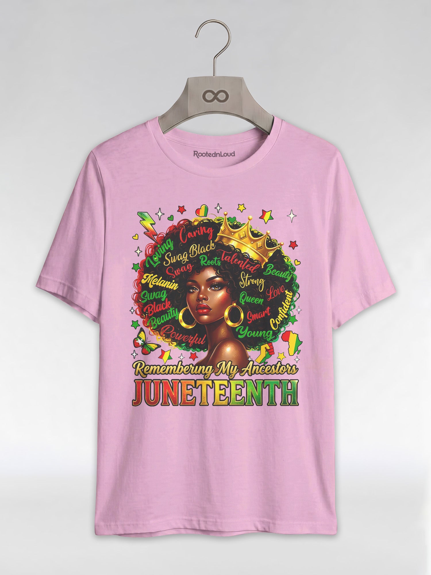 Remembering My Ancestors Juneteenth: Black Queen Graphic T-Shirt - RootednLoud