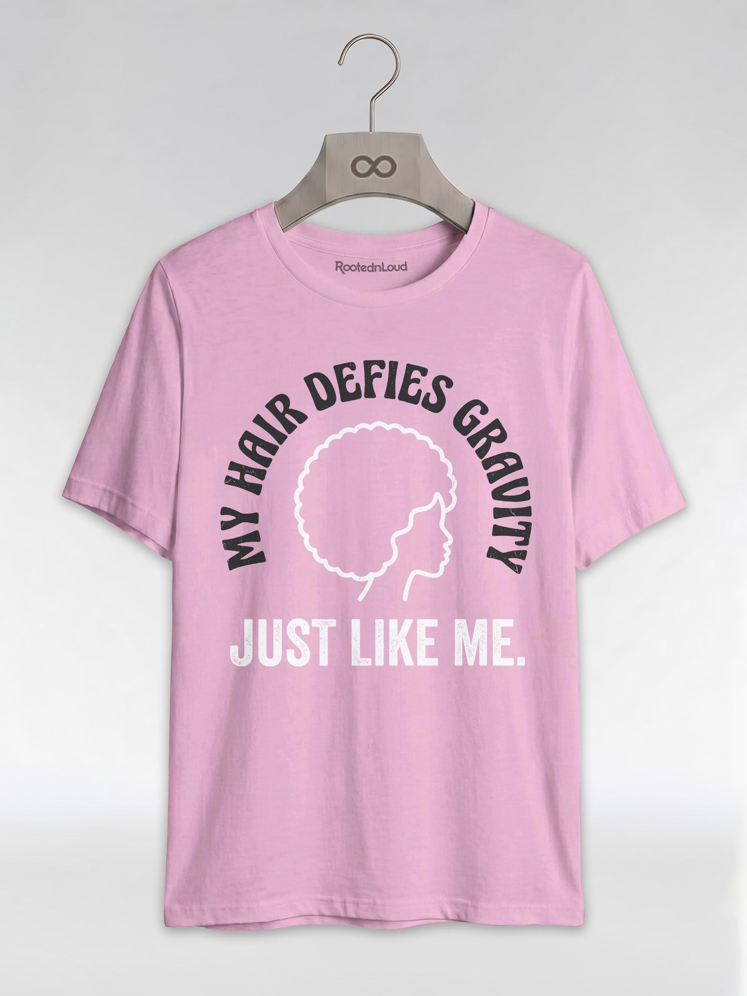 My Hair Defies Gravity Just Like Me: Black Girl Magic Afro Graphic T-Shirt - RootednLoud