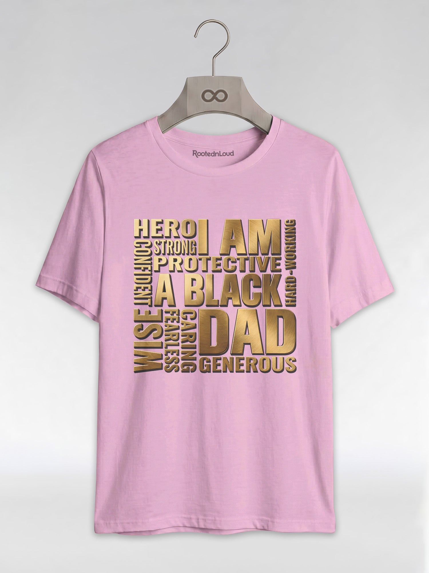I Am A Black Dad: Golden Typography Empowerment Graphic T-Shirt - RootednLoud