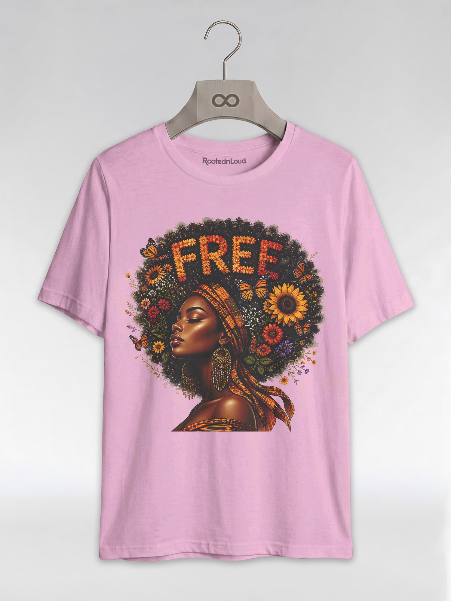Free Floral Afro: Melanin Queen Empowerment Graphic T-Shirt - RootednLoud
