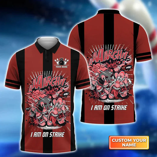 Frenzideas Bowling I Am On Strike Personalized Name3D Shirt
