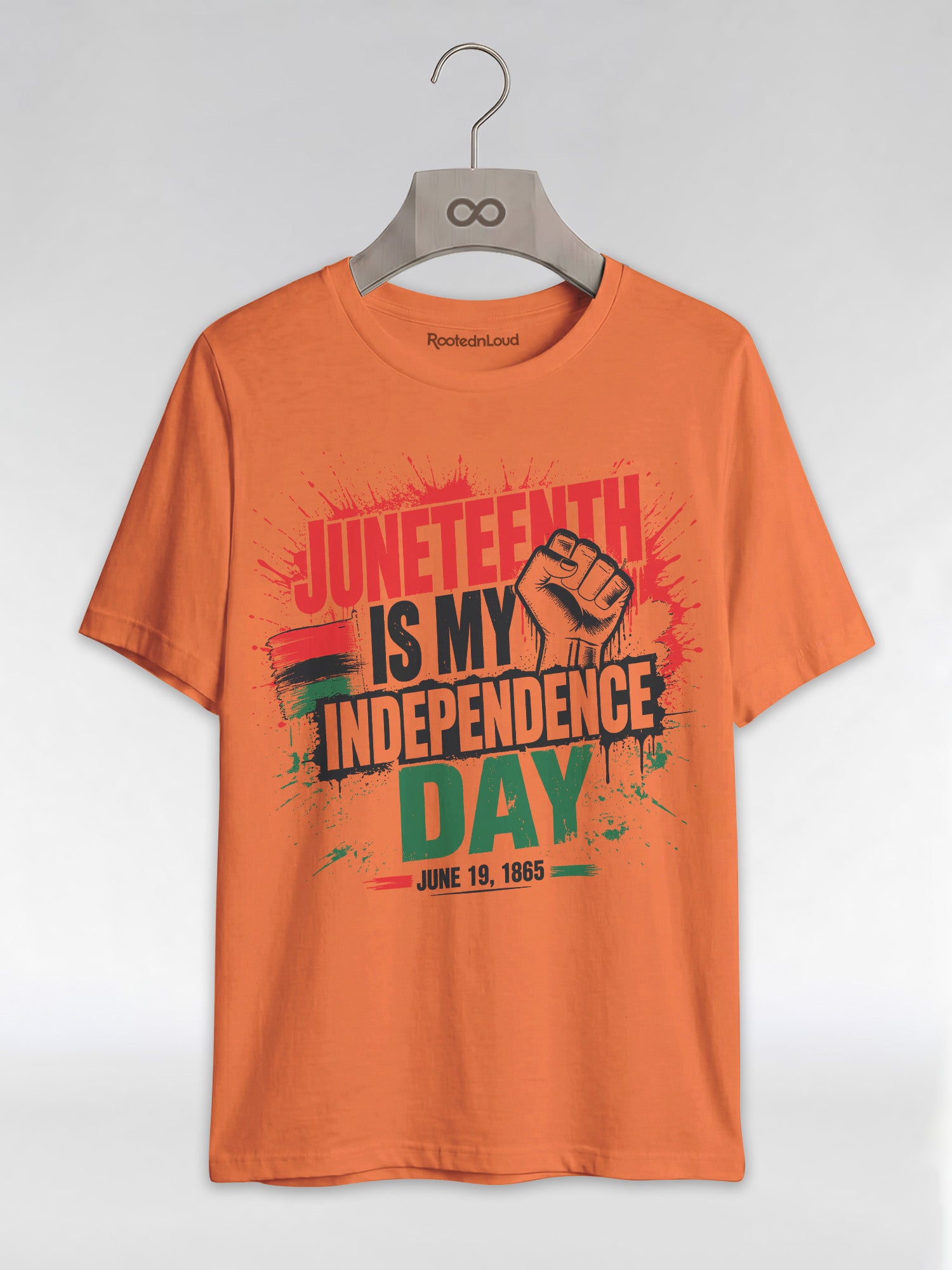 Juneteenth Is My Independence Day: Black History Raised Fist Graphic T-Shirt - RootednLoud