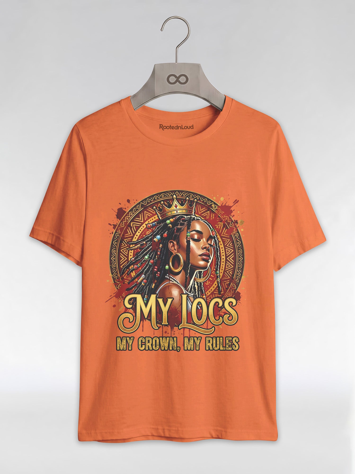 My Locs My Crown: Regal Black Queen Graphic T-Shirt - RootednLoud
