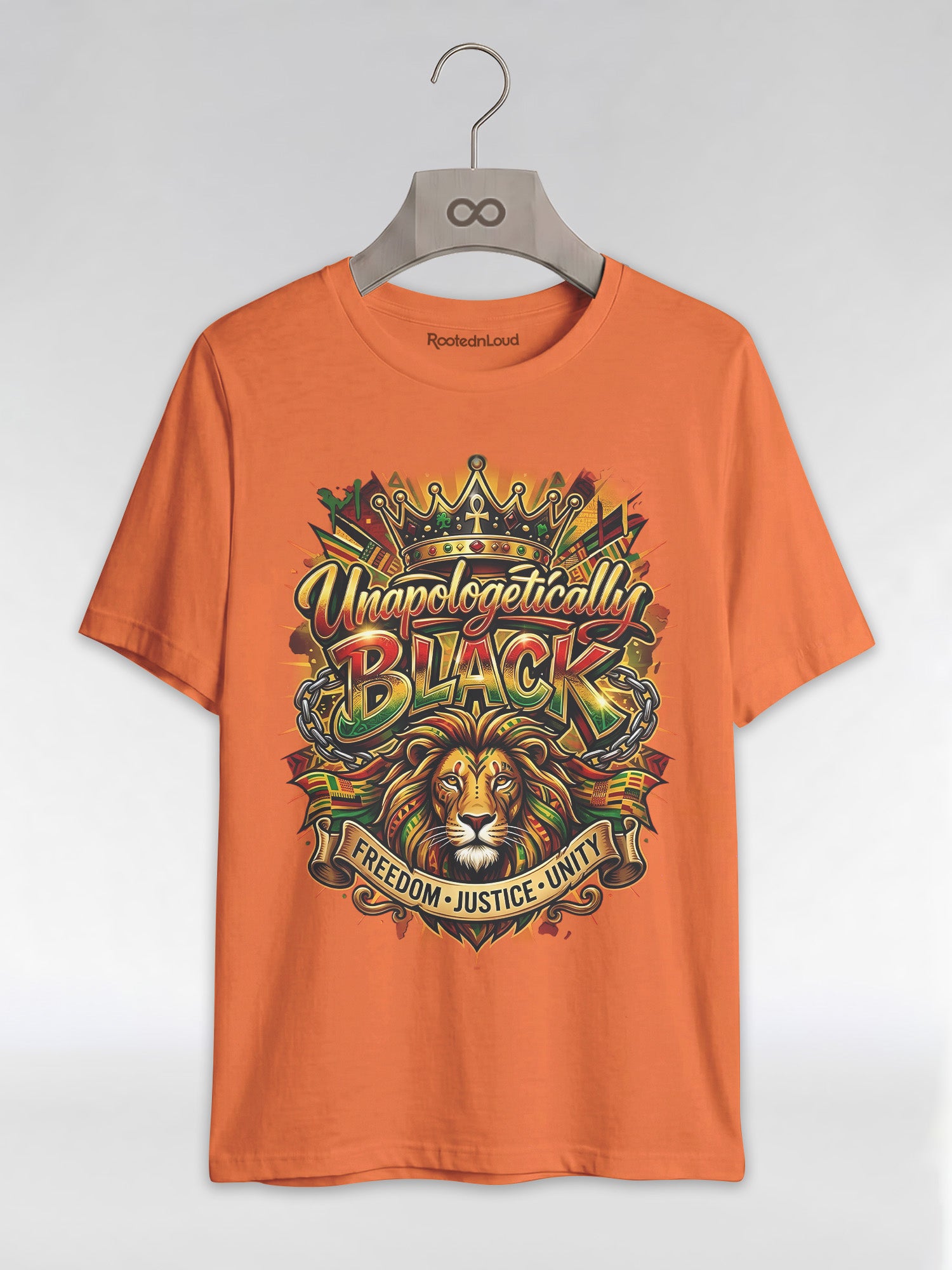 Unapologetically Black Lion Crown: Pan-African Pride Graphic T-Shirt - RootednLoud