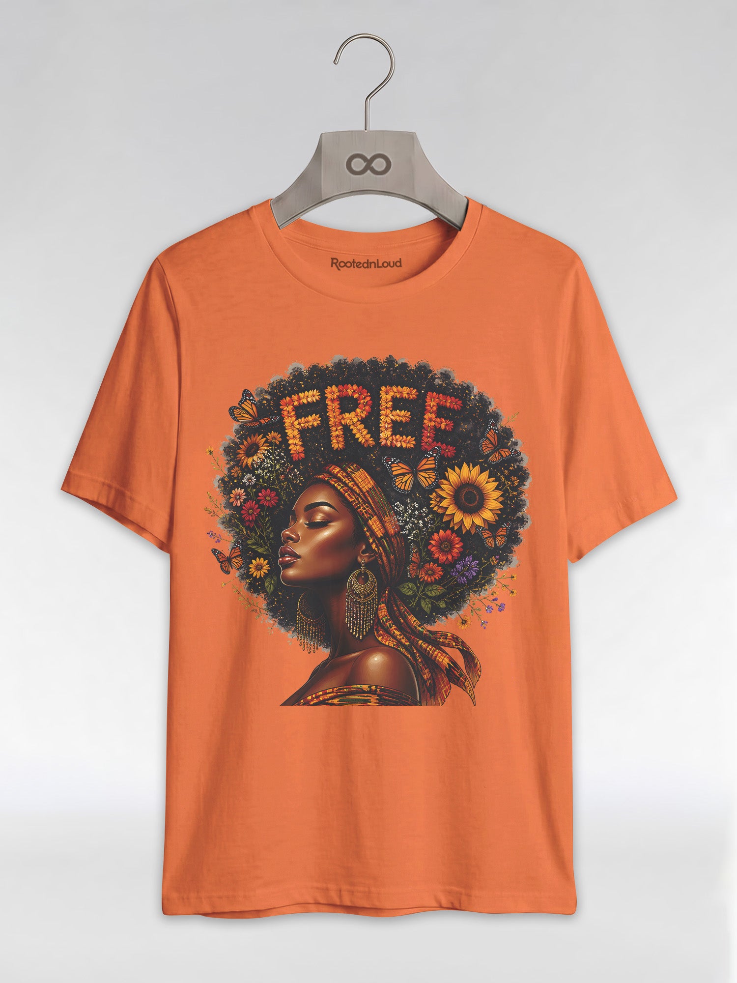 Free Floral Afro: Melanin Queen Empowerment Graphic T-Shirt - RootednLoud