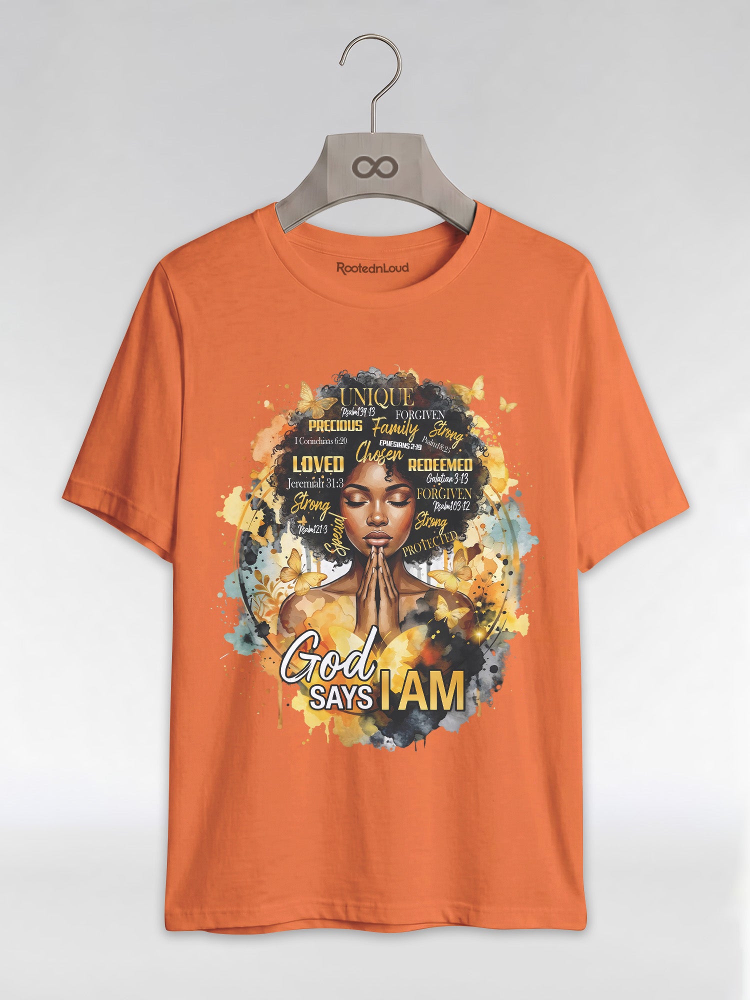 God Says I Am: Black Queen Christian Affirmations Graphic T-Shirt - RootednLoud