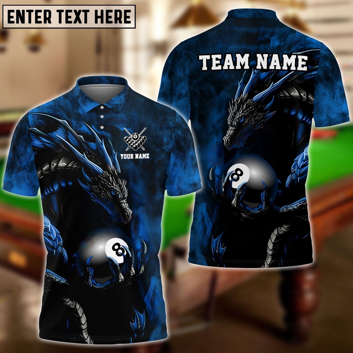 Frenzidea Billiards Ball 8 Aero Dragon Personalized Name, Team Name Unisex Shirt ( 4 Colors )