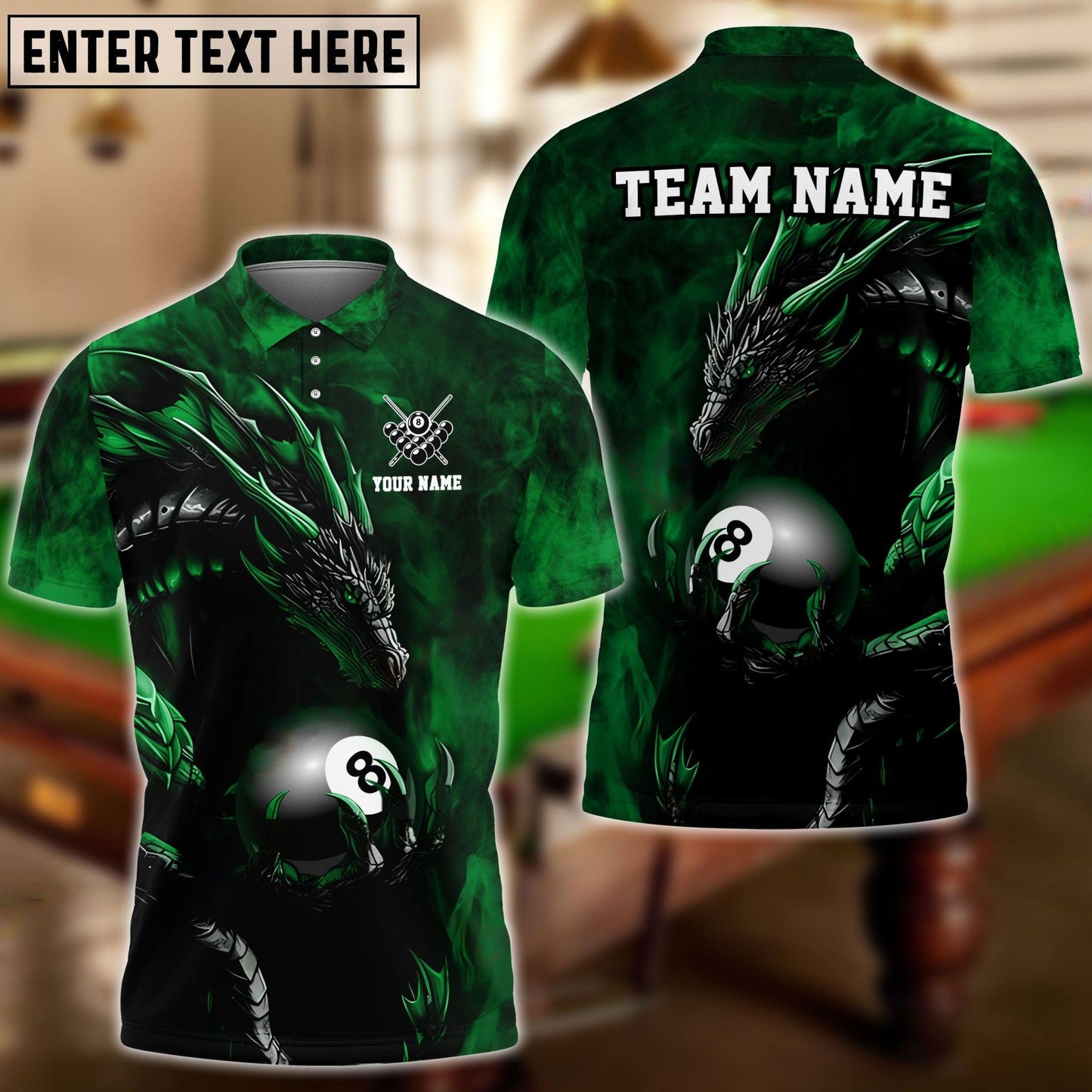 Frenzidea Billiards Ball 8 Aero Dragon Personalized Name, Team Name Unisex Shirt ( 4 Colors )
