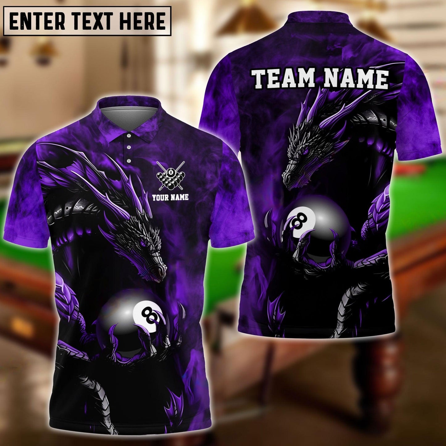 Frenzidea Billiards Ball 8 Aero Dragon Personalized Name, Team Name Unisex Shirt ( 4 Colors )