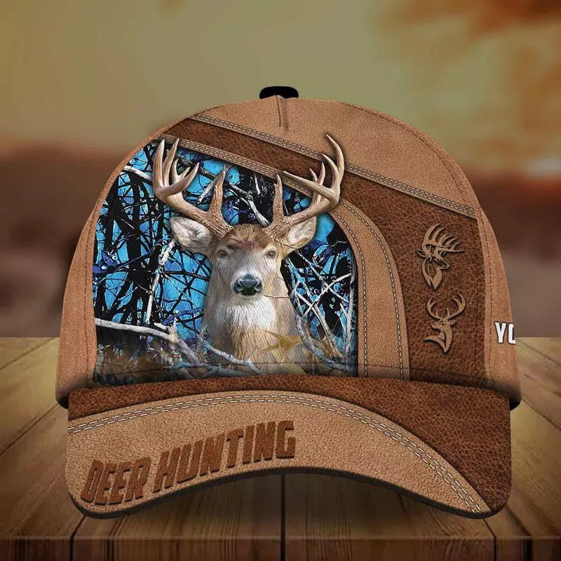 Frenzidea Premium Brown Printed Deer Hunting Personalized Cap