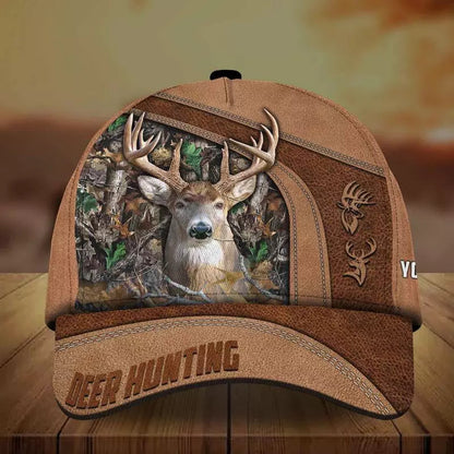 Frenzidea Premium Brown Printed Deer Hunting Personalized Cap