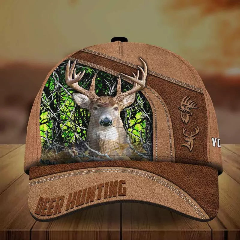 Frenzidea Premium Brown Printed Deer Hunting Personalized Cap