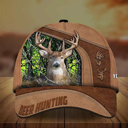 Frenzidea Premium Brown Printed Deer Hunting Personalized Cap