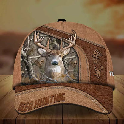 Frenzidea Premium Brown Printed Deer Hunting Personalized Cap