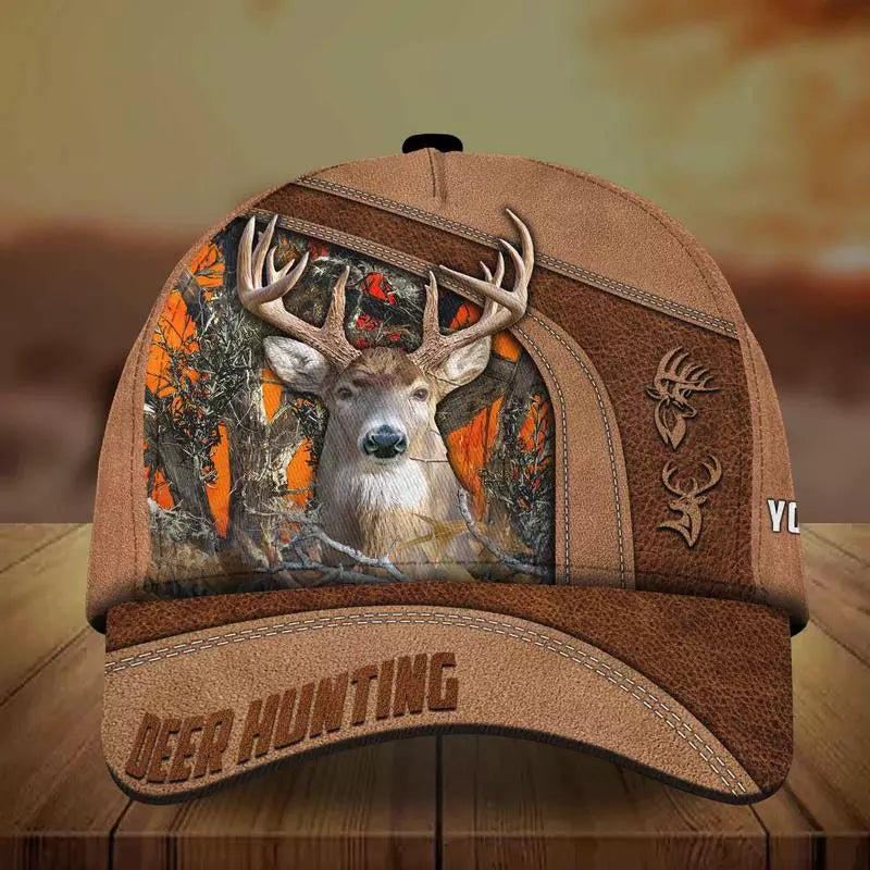 Frenzidea Premium Brown Printed Deer Hunting Personalized Cap