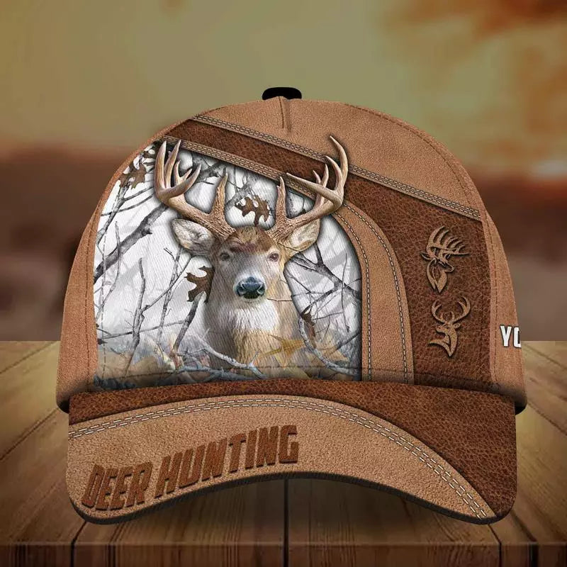 Frenzidea Premium Brown Printed Deer Hunting Personalized Cap
