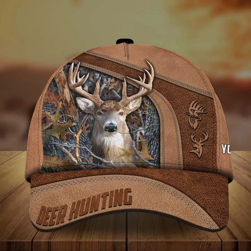 Frenzidea Premium Brown Printed Deer Hunting Personalized Cap