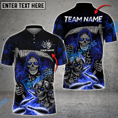 frenzidea Bowling And Pins Reaper Flame Customized Name 3D Shirt (4 Colors)