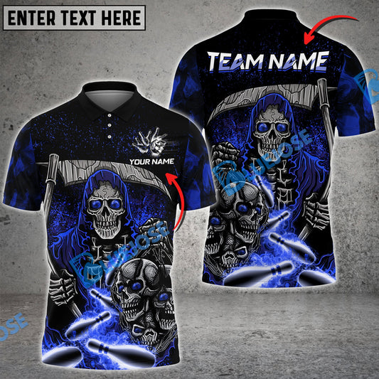frenzidea Bowling And Pins Reaper Flame Customized Name 3D Shirt (4 Colors)