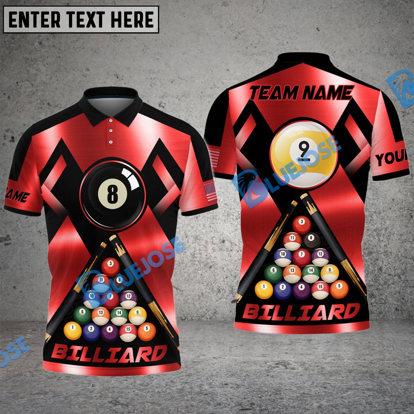 Frenzidea Billiards 8 Ball & 9 Ball Metal In My Veins Personalized Name, Team Name Unisex Shirt ( 4 Colors )