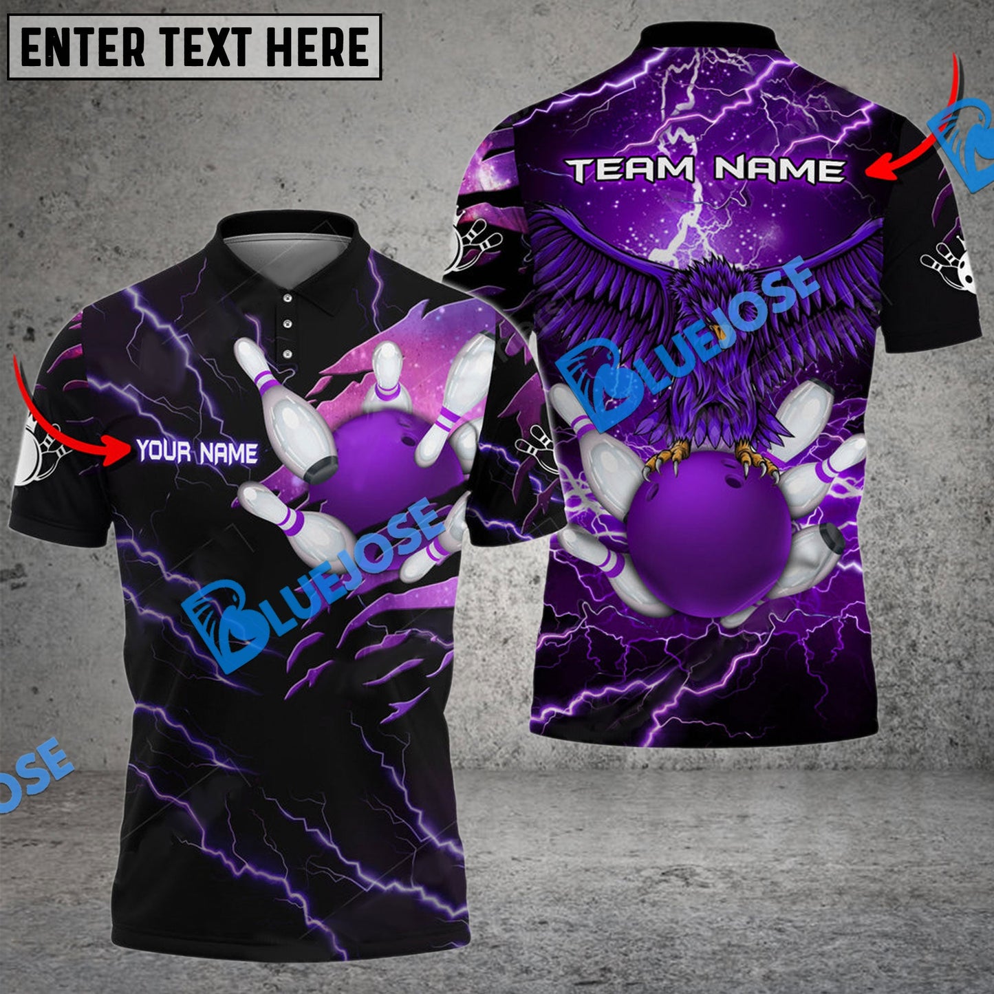 Frenzidea Bowling And Pins Thunder Pattern Eagle Customized Name 3D Shirt (4 Colors)
