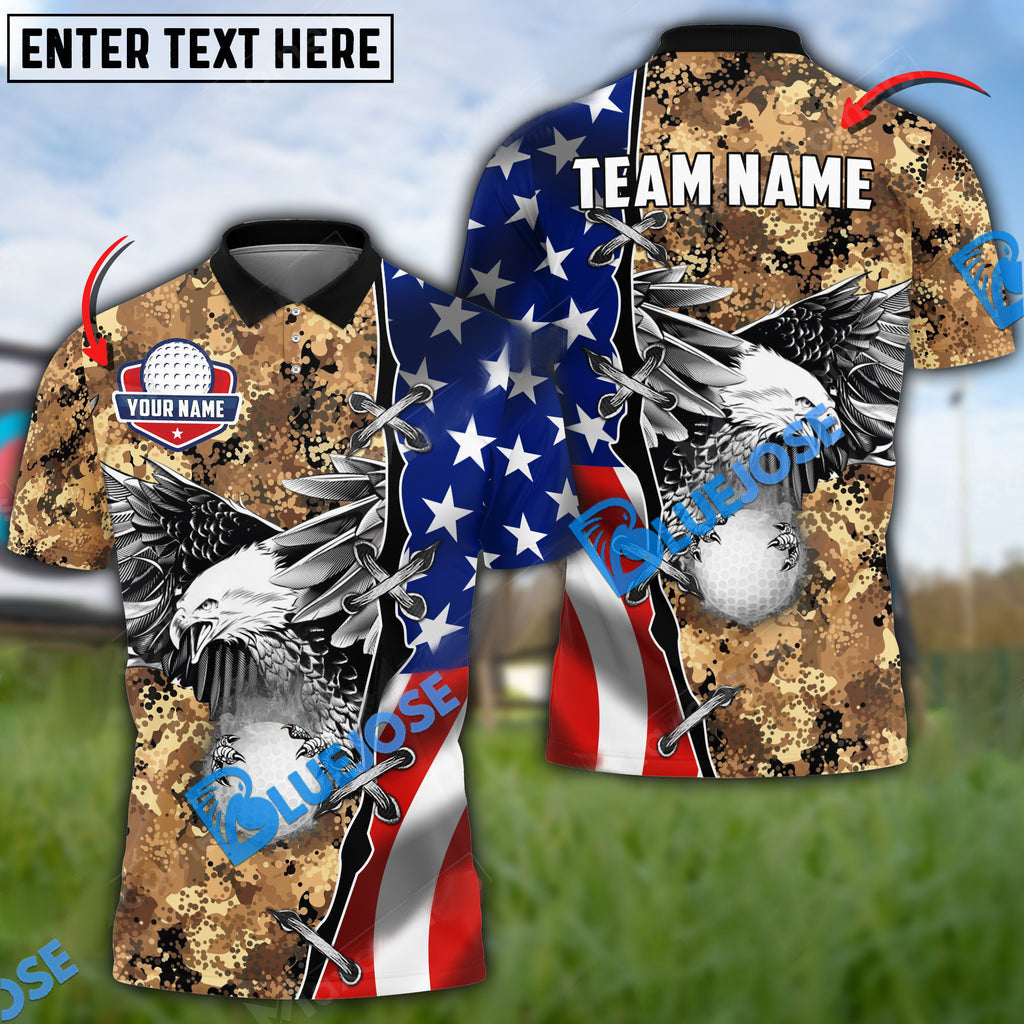 Frenzidea Golf Flag Eagle Golf Ball Customized Name, Team Name 3D Shirts (4 options)