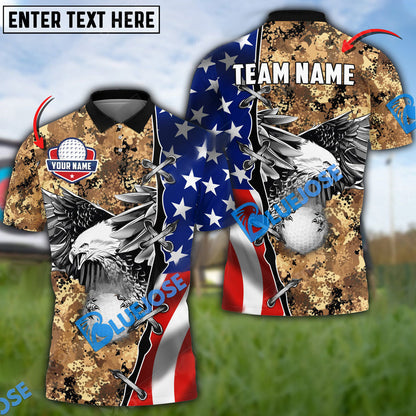 Frenzidea Golf Flag Eagle Golf Ball Customized Name, Team Name 3D Shirts (4 options)