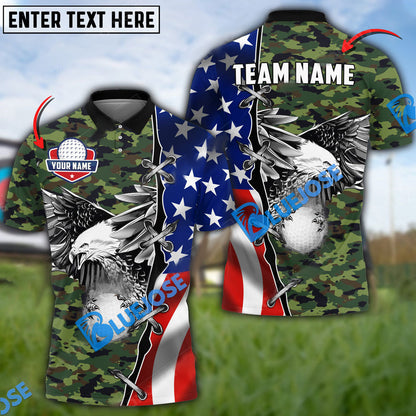 Frenzidea Golf Flag Eagle Golf Ball Customized Name, Team Name 3D Shirts (4 options)