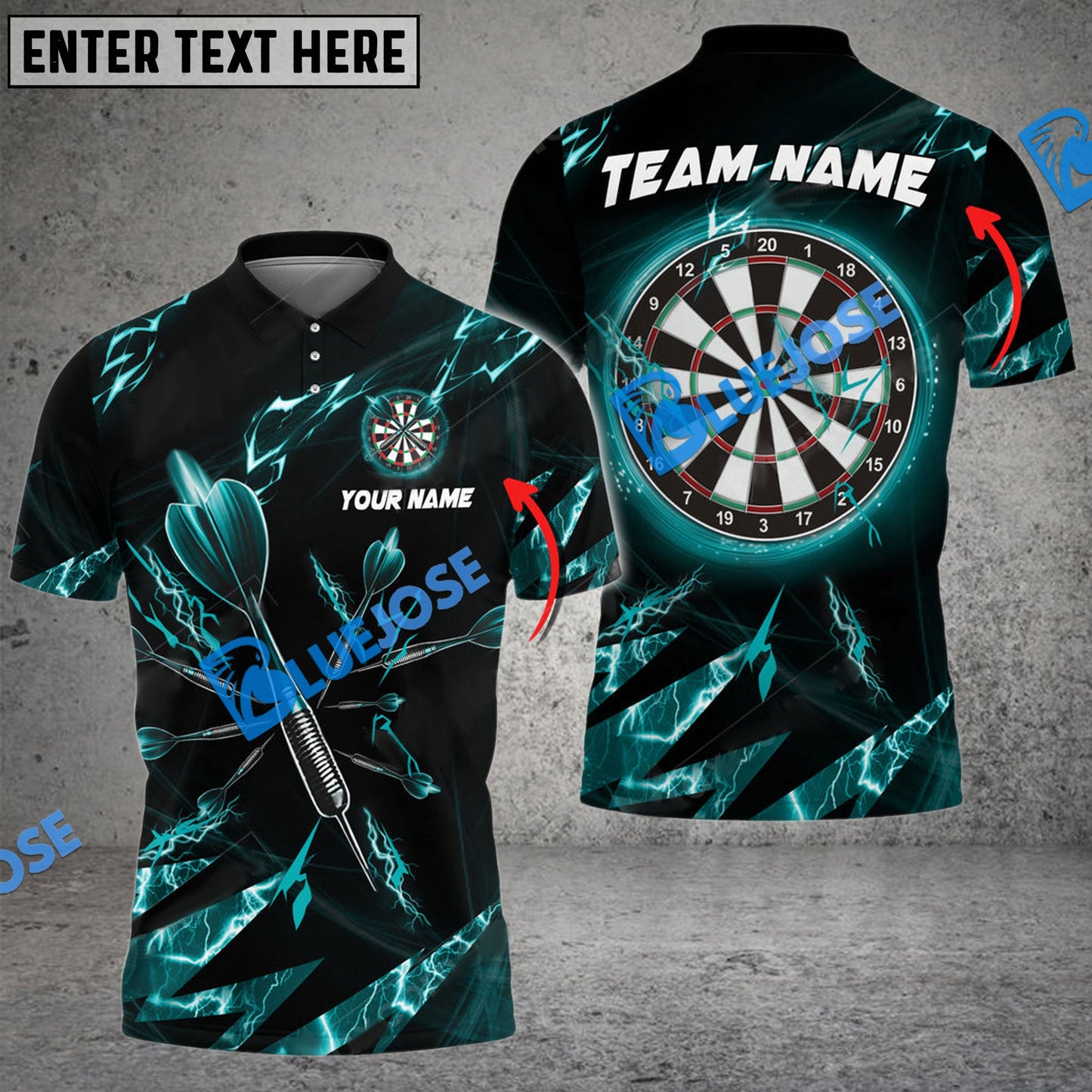 Frenzidea Darts Thunder Crack Personalized Name, Team Name 3D Shirt (4 Colors)