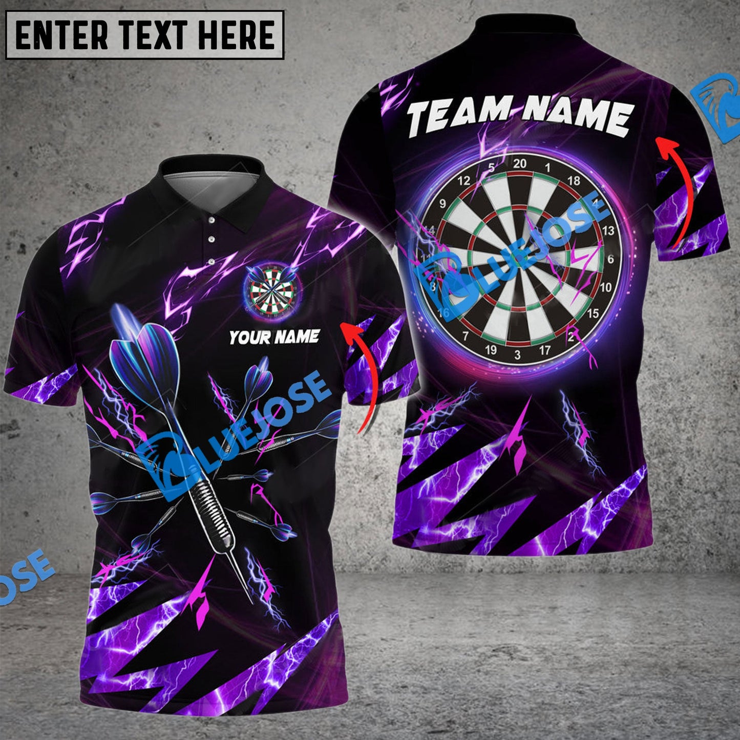 Frenzidea Darts Thunder Crack Personalized Name, Team Name 3D Shirt (4 Colors)