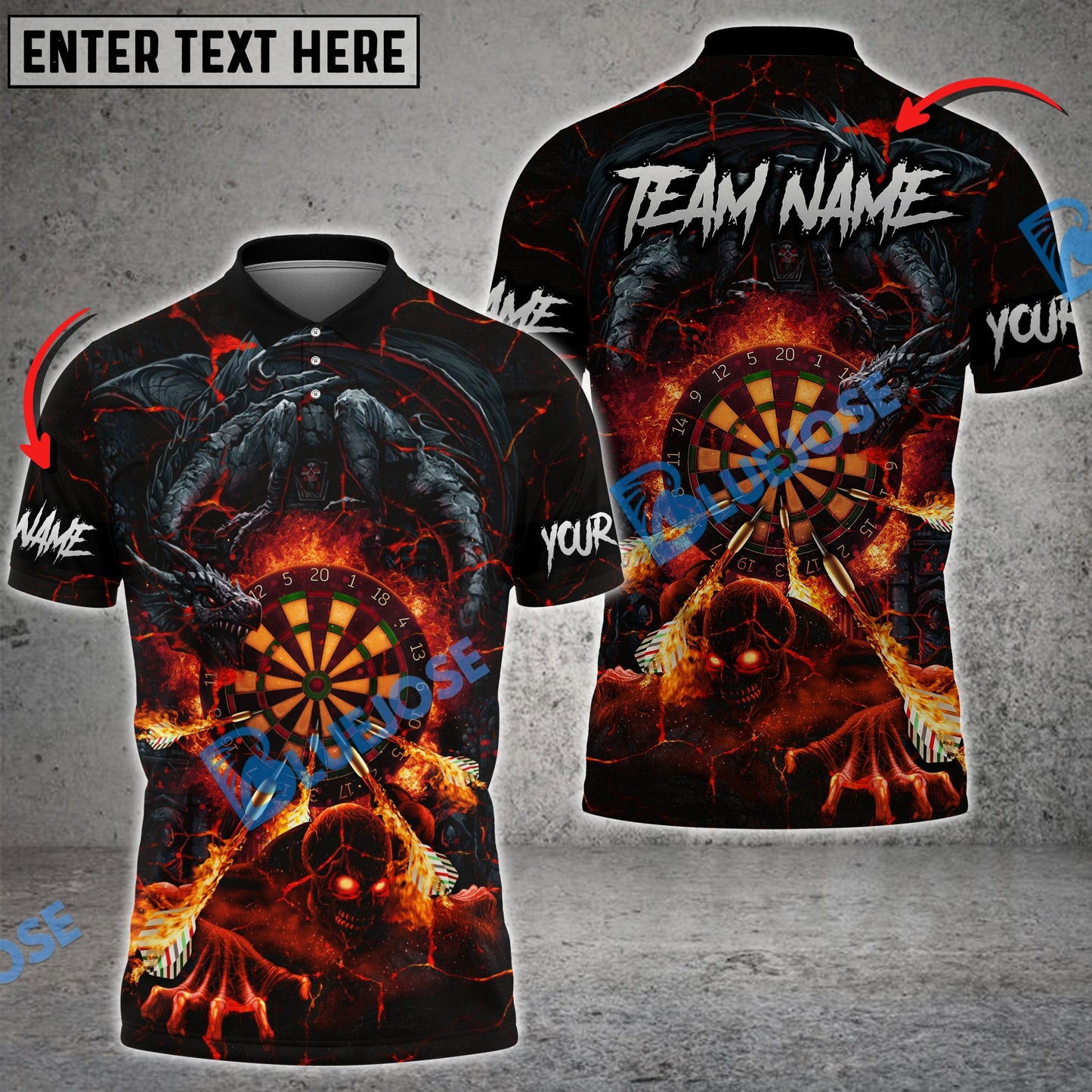 Frenzidea Darts Hell Dragon Personalized Name, Team Name 3D Shirt (4 Colors)