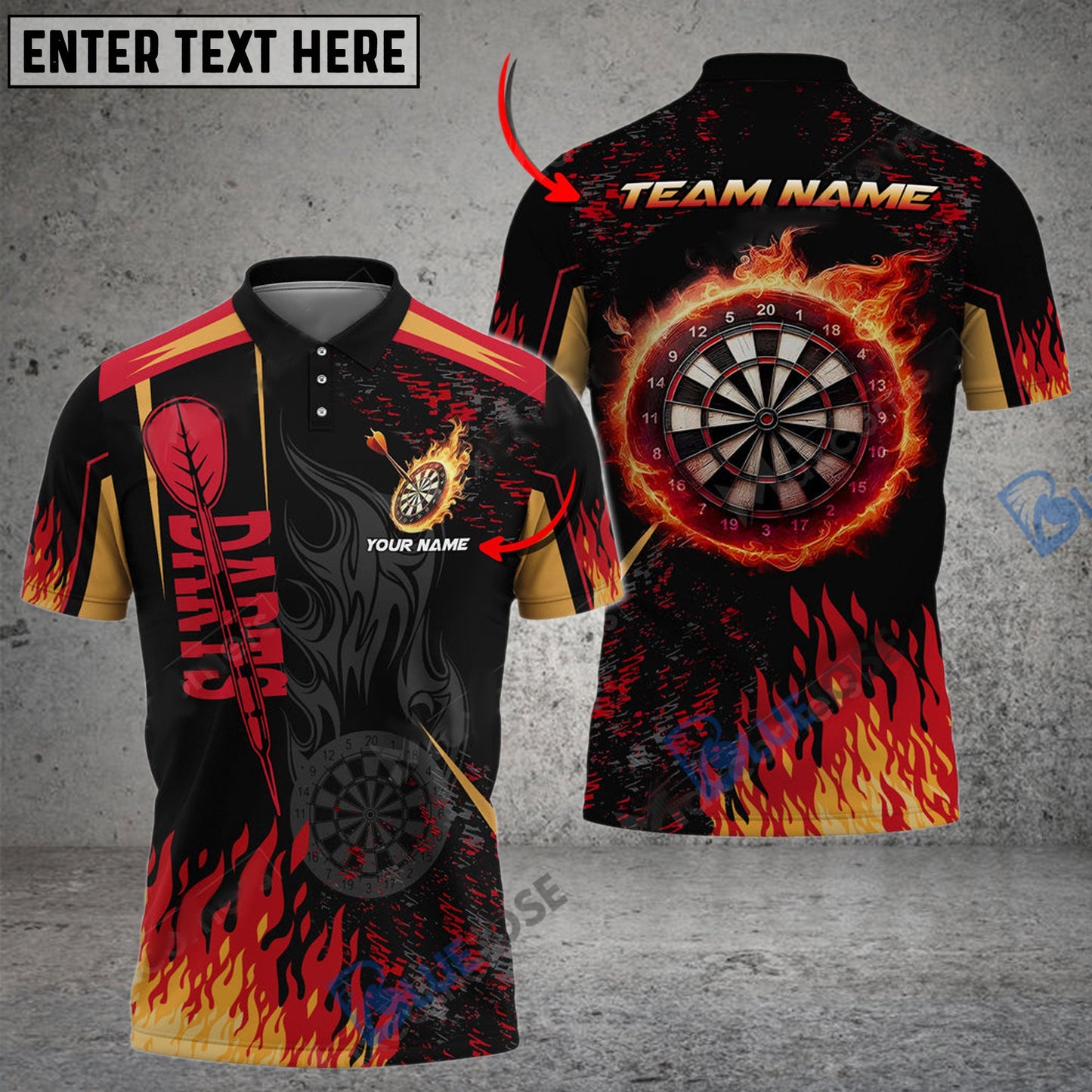 Frenzidea Darts Burning Room Personalized Name, Team Name 3D Shirt (4 Colors)