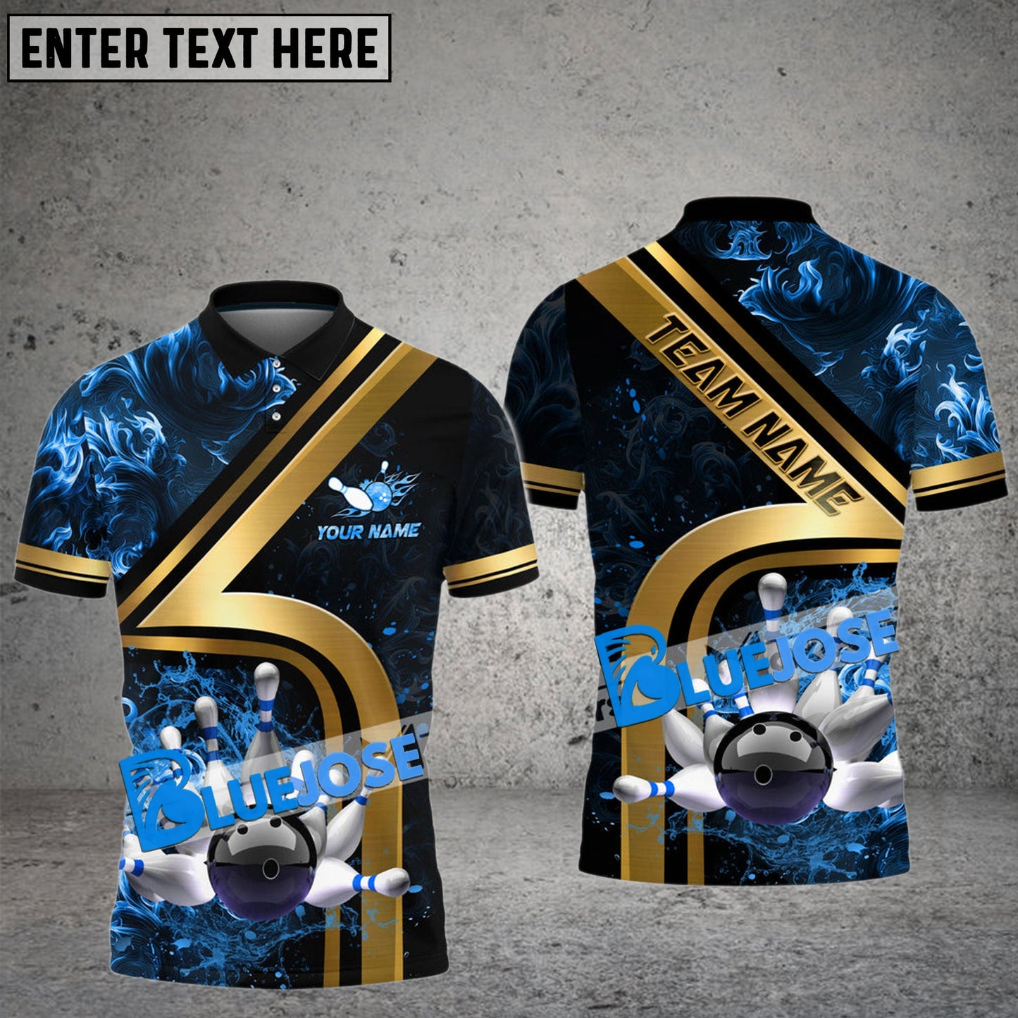 Frenzidea Bowling And Pins Water And Flame Customized Name 3D Shirt (4 Colors)