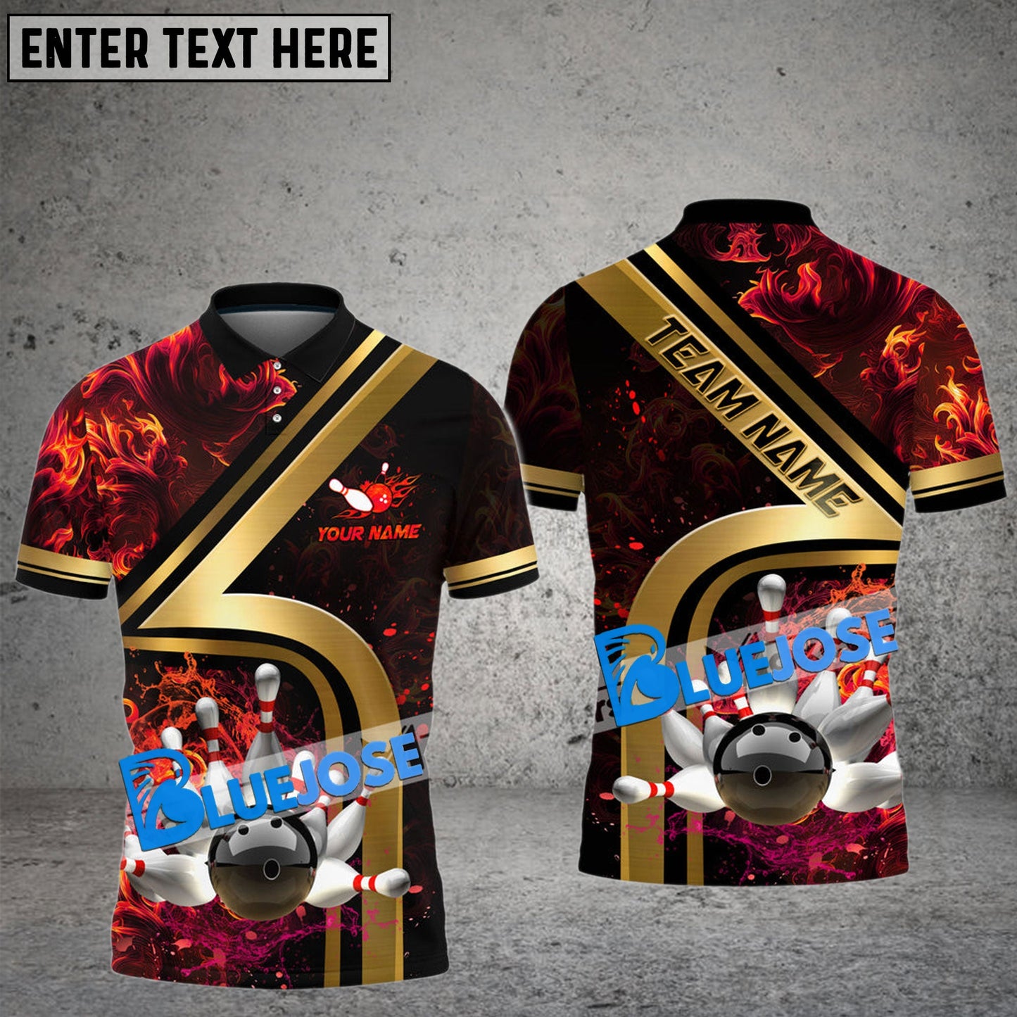 Frenzidea Bowling And Pins Water And Flame Customized Name 3D Shirt (4 Colors)