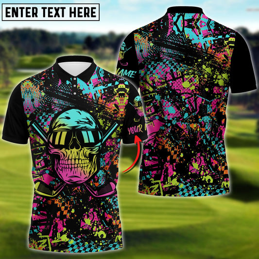 frenzidea Golf Skull Graffiti Personalized Name 3D Shirt