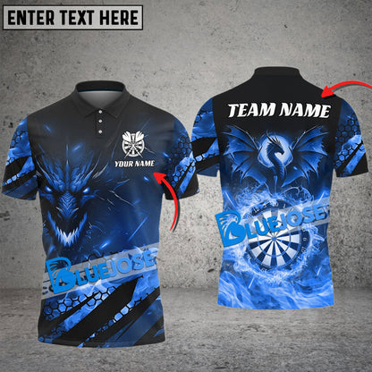 Frenzidea Darts Flame Dragon Personalized Name, Team Name 3D Shirt (4 Colors)