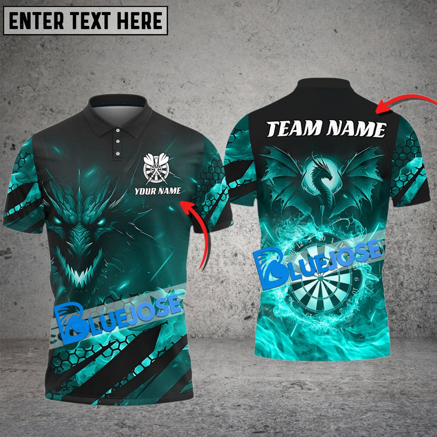 Frenzidea Darts Flame Dragon Personalized Name, Team Name 3D Shirt (4 Colors)
