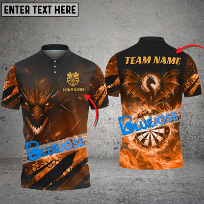 Frenzidea Darts Flame Dragon Personalized Name, Team Name 3D Shirt (4 Colors)