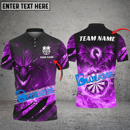 Frenzidea Darts Flame Dragon Personalized Name, Team Name 3D Shirt (4 Colors)