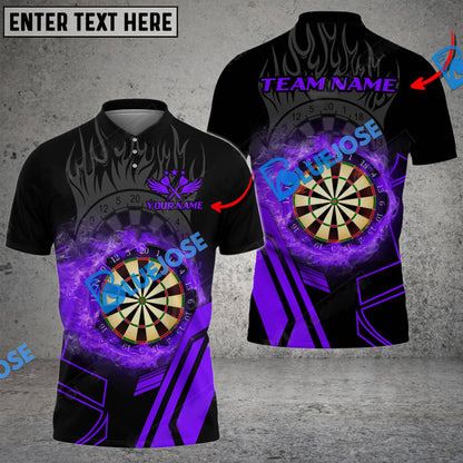 Frenzidea Darts Dartboard Fire Flame Personalized Name, Team Name 3D Shirt (4 Colors)