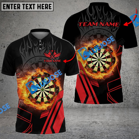 Frenzidea Darts Dartboard Fire Flame Personalized Name, Team Name 3D Shirt (4 Colors)