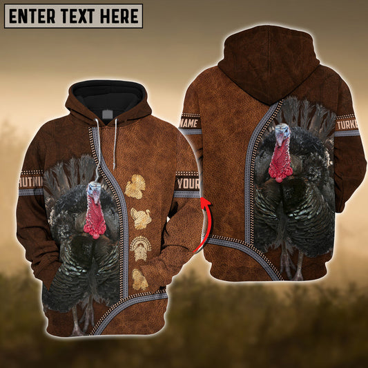 Frenzidea Turkey Premium Zipper Leather Pattern Personalized 3D Hoodie