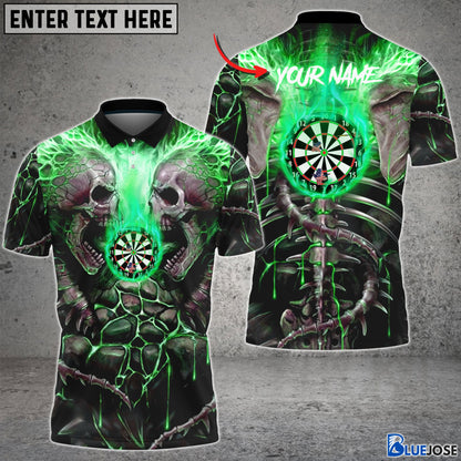 Frenzidea Dart Skull Green Personalized Name 3D Shirt